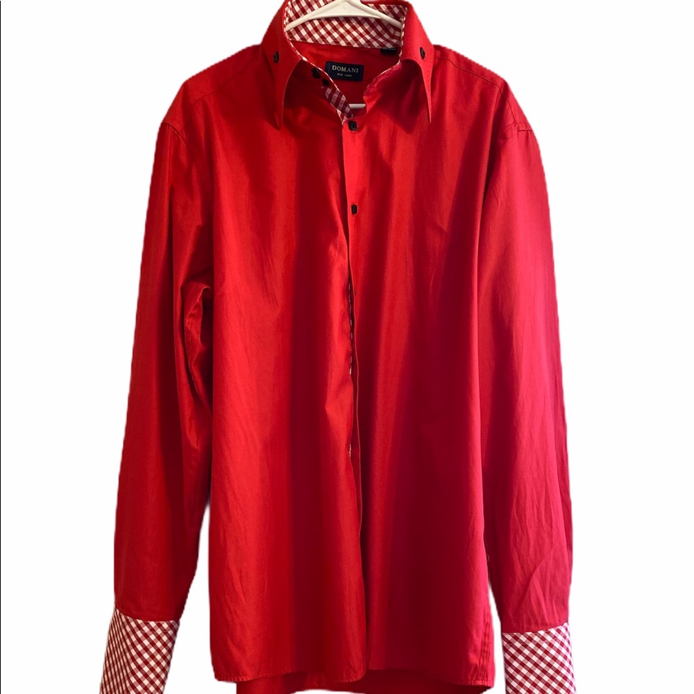 Domani Blue Label Men’s XL 17 34/35 Red Shirt